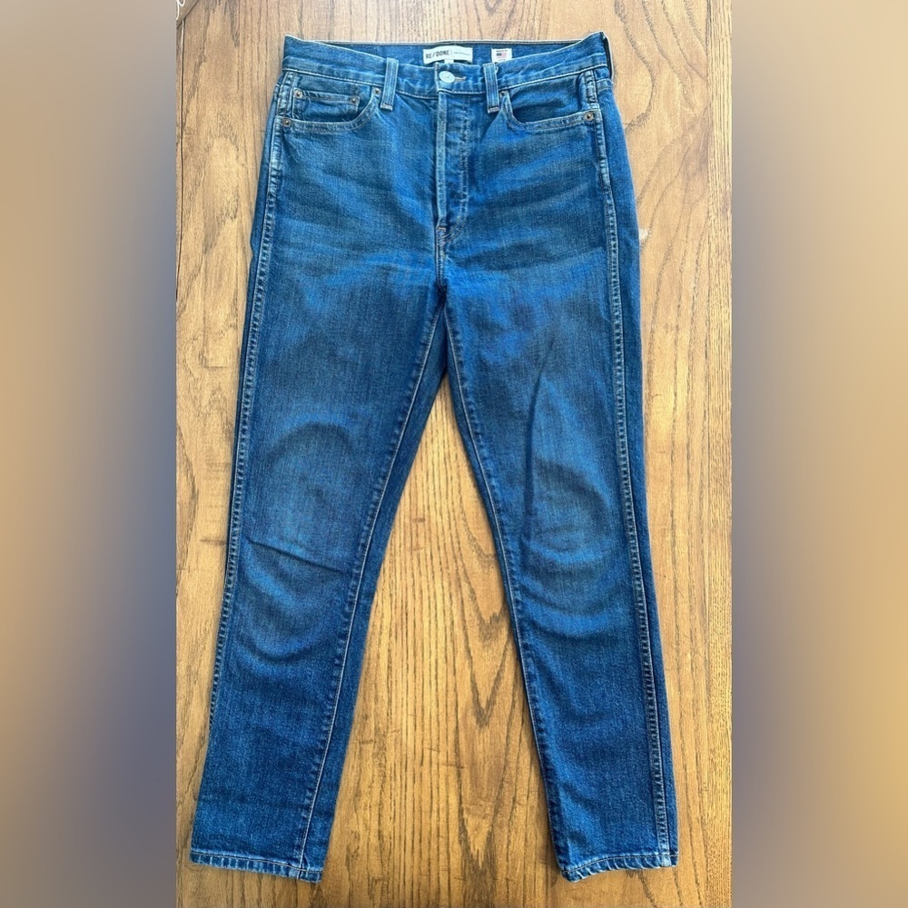 Re/Done Originals Mid Rise Straight Leg Jeans Medium Wash Size 27 Made in USA
